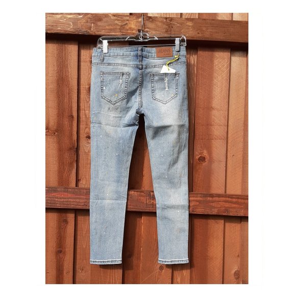 Distressed Low Rise Skinny Jeans Distressed Skinny Jeans with Sparkles - Picture 8 of 8